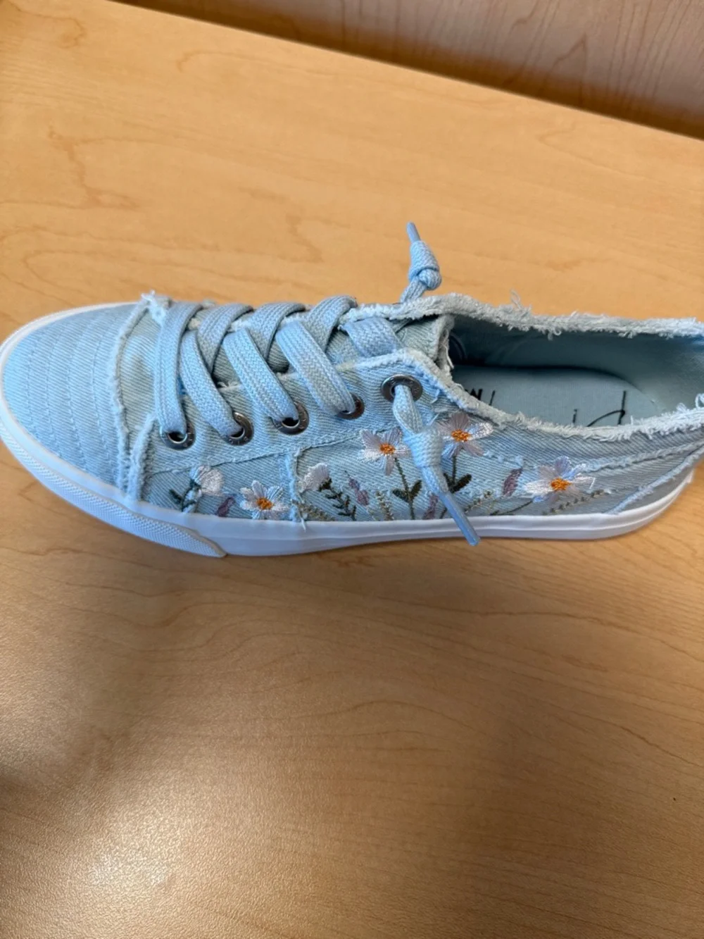 Blowfish Ice Blue Denim Floral-Accent Sneakers - Picture 2 of 6